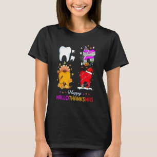 Frohes Hallothanksmas Zahn Halloween Erntedankfest T-Shirt