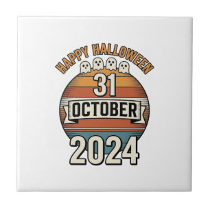 Frohes Halloween 31. Oktober Vintage-Geister-Desig Fliese