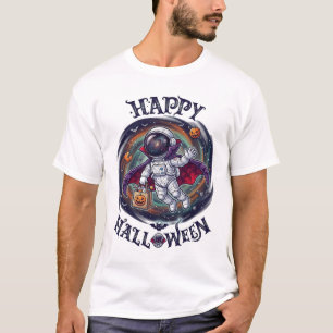 Frohes Halloween Astronaut Vampir Galaxie Kürbis T-Shirt