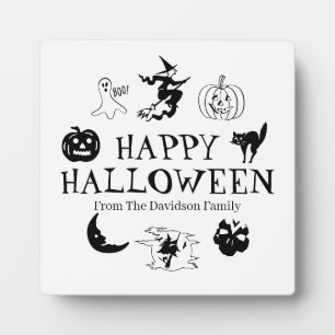 Frohes Halloween benutzerdefinierter Name Schwarz Fotoplatte