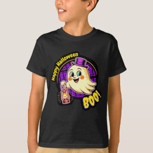 Frohes Halloween BOO! Süßer Retro-Geist mit Latern T-Shirt