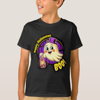 Frohes Halloween BOO! Süßer Retro-Geist mit Latern T-Shirt