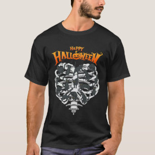 Frohes Halloween Coole Schwarze Katzen Humor Skele T-Shirt