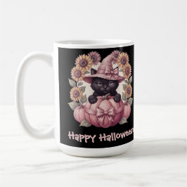 Frohes Halloween Coquette Schwarze Katze & Rosa Kü Kaffeetasse
