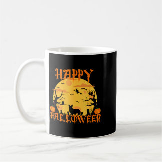 Frohes Halloween Corgi Hund schwarze Katze Vollmon Kaffeetasse
