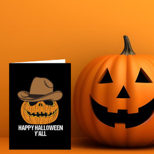 Frohes Halloween, Cowboy-Kürbislaterne Karte