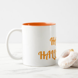 Frohes Halloween Damen Orange Schwarz Zweifarbige Tasse