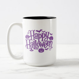 Frohes Halloween elegantes lila weiß  Zweifarbige Tasse