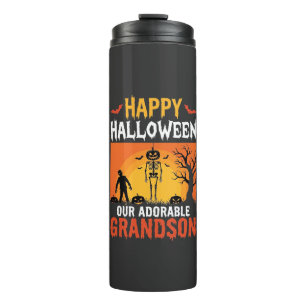 Frohes Halloween Enkel Skelett Kürbis Thermosbecher