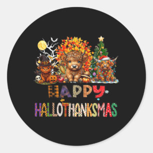 Frohes Halloween Erntedankfest Weihnachten Hochlan Runder Aufkleber