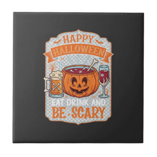 Frohes Halloween Essen Trinken Sei Gruselig Kürbis Fliese