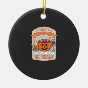 Frohes Halloween Essen Trinken Sei Gruselig Kürbis Keramik Ornament
