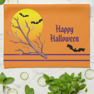 Frohes Halloween Fledermäuse und der Mond Geschirrtuch