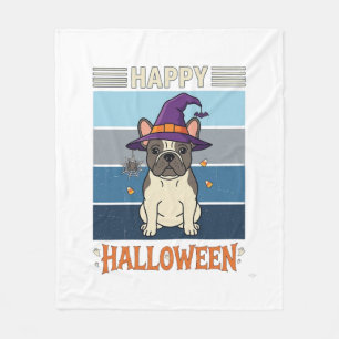 Frohes Halloween Französische Bulldogge Hexe Spinn Fleecedecke