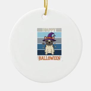 Frohes Halloween Französische Bulldogge Hexe Spinn Keramik Ornament