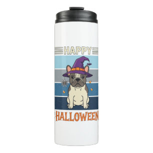 Frohes Halloween Französische Bulldogge Hexe Spinn Thermosbecher