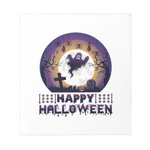 Frohes Halloween Geister Fledermäuse Spinnen_1 Notizblock