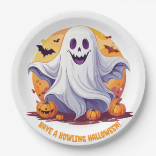 Frohes Halloween-Gespenst Pappteller