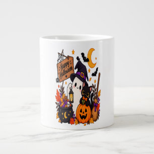 Frohes Halloween Gespenst & schwarze Katze Kürbis Jumbo-Tasse