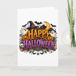 Frohes Halloween Gespenster Schädel und Kürbisse G Karte