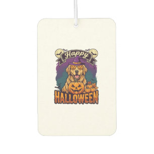 Frohes Halloween Golden Retriever Hexenhut Kürbis Autolufterfrischer