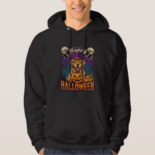 Frohes Halloween Golden Retriever Hexenhut Kürbis Hoodie