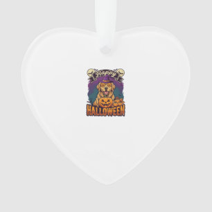 Frohes Halloween Golden Retriever Hexenhut Kürbis Ornament