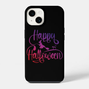Frohes Halloween-Gradient fliegende Hexe Katze  iPhone 14 Hülle
