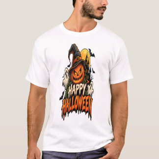 Frohes Halloween Gruseliger Kürbis Geister und Ver T-Shirt