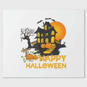 Frohes Halloween Gruseliger Kürbis Spukhaus Männer Geschenkpapier