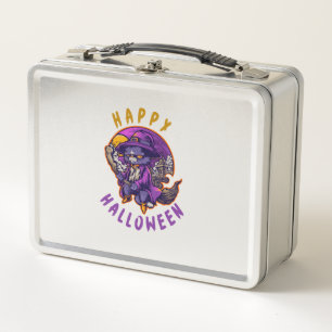 Frohes Halloween Halloween Hexe Katze Metall Brotdose