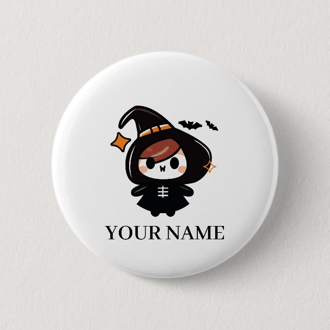 Frohes Halloween Hexe Button (Vorderseite)