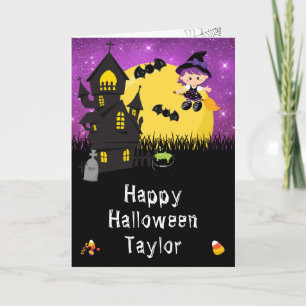 Frohes Halloween Hexe Lila Karte