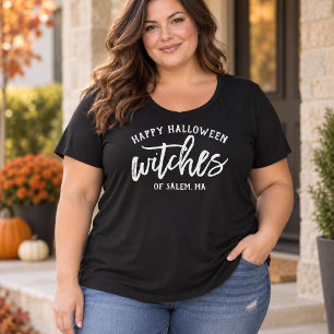 Frohes Halloween Hexen benutzerdefinierter Ort Dam Große Größe T-Shirt