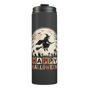 Frohes Halloween Hexenmond Friedhofsdesign_1 Thermosbecher