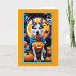 Frohes Halloween Hund im Kostüm Feiertagskarte