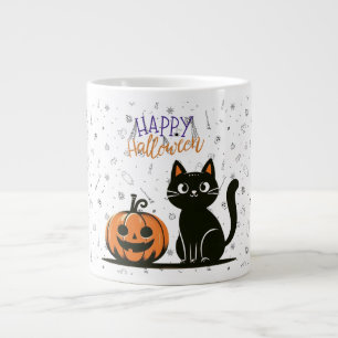 Frohes Halloween Kätzchen & Kürbis Jumbo-Tasse