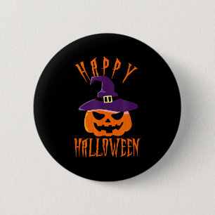 Frohes Halloween Kürbis Hexenhut Süßes oder Button