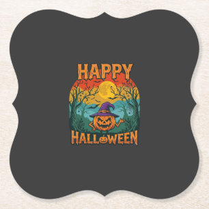 Frohes Halloween Kürbis Hexenhut Vollmond Fledermä Untersetzer