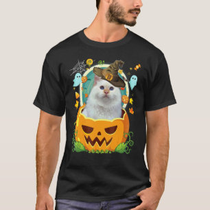 Frohes Halloween Kürbis Türkische Angora-Katze Hex T-Shirt