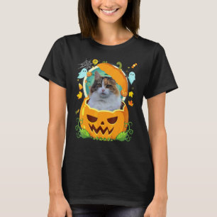 Frohes Halloween Kürbismann Manx Katze Hexe Süße M T-Shirt