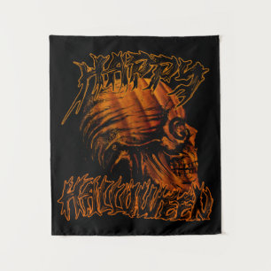 frohes halloween kürbisschädel wandteppich