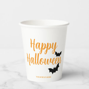 FROHES HALLOWEEN mit einfachen Fledermäusen Pappbecher