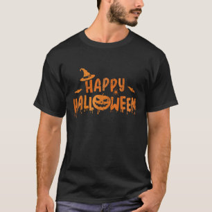Frohes Halloween mit gruseligen Kürbisgesicht und T-Shirt