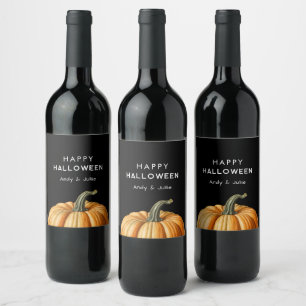 Frohes Halloween mit vintage Kürbis Weinetikett
