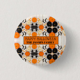 Frohes Halloween Orange Kürbis Button