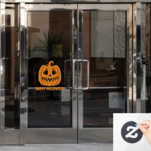 Frohes Halloween orange Kürbis Fensteraufkleber