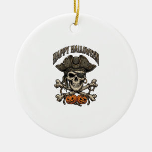 Frohes Halloween Piratenschädel Crossbones Kürbiss Keramik Ornament