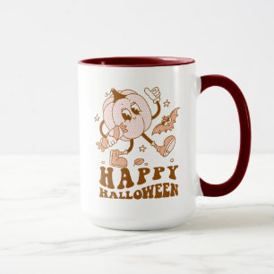 Frohes Halloween Retro gepunkteter Kürbis Tasse