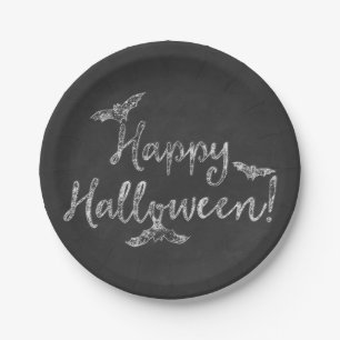 Frohes Halloween Schiefertafel Kreide Feierparty Pappteller